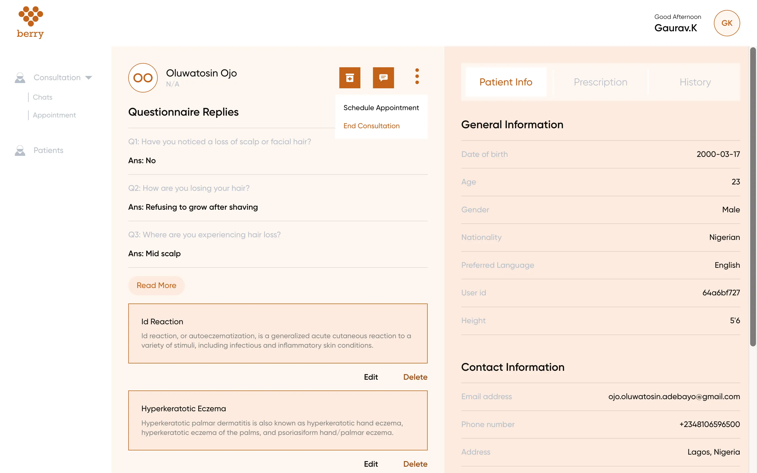 OurBerry product interface